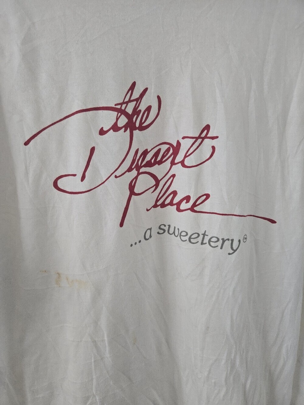 Vintage Hanes The Dessert Place A Sweetery Logo Mens XL White Naturally Distress - Picture 3 of 7